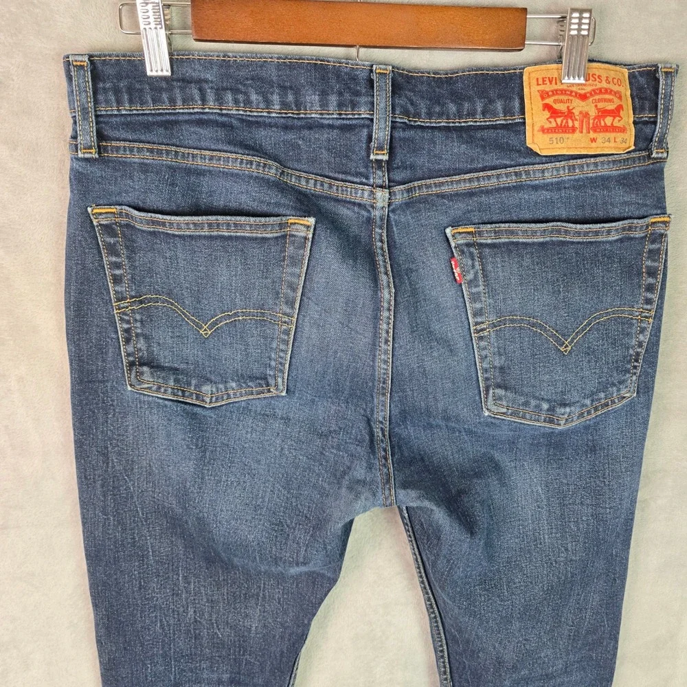 Levis 510 Skinny Fit Jeans Mens 34x34 Dark Wash Indigo Stretch‎ Denim 05510-0721